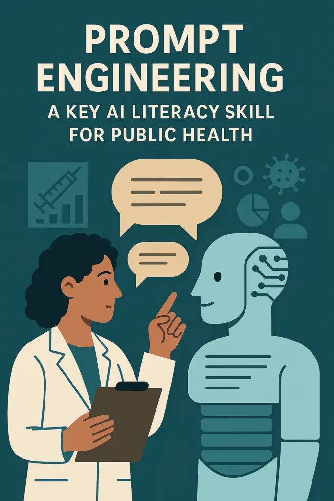 Futuristic Image AI in Public Healt Person talking to robot.